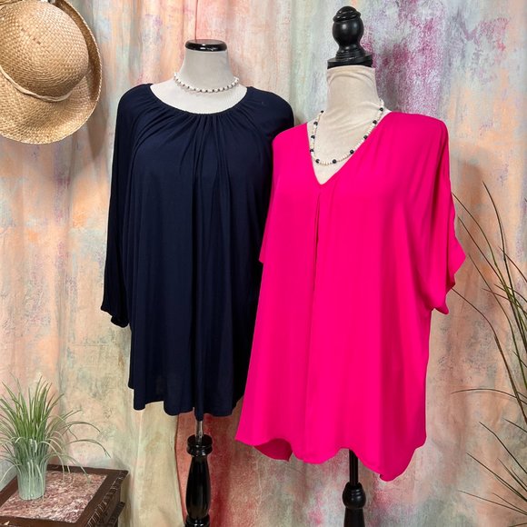 📌Violet & Claire & Philosophy Two Plus Size Tops Pink and Black - Picture 1 of 16